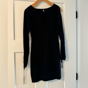 Long Sleeve Juniors M Lace Up Sweater Dress Black Sexy
